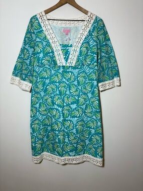 Women's Lilly Pulitzer Sherman Shorely BlueSeashell Swirl Shift Dress Size 8 New